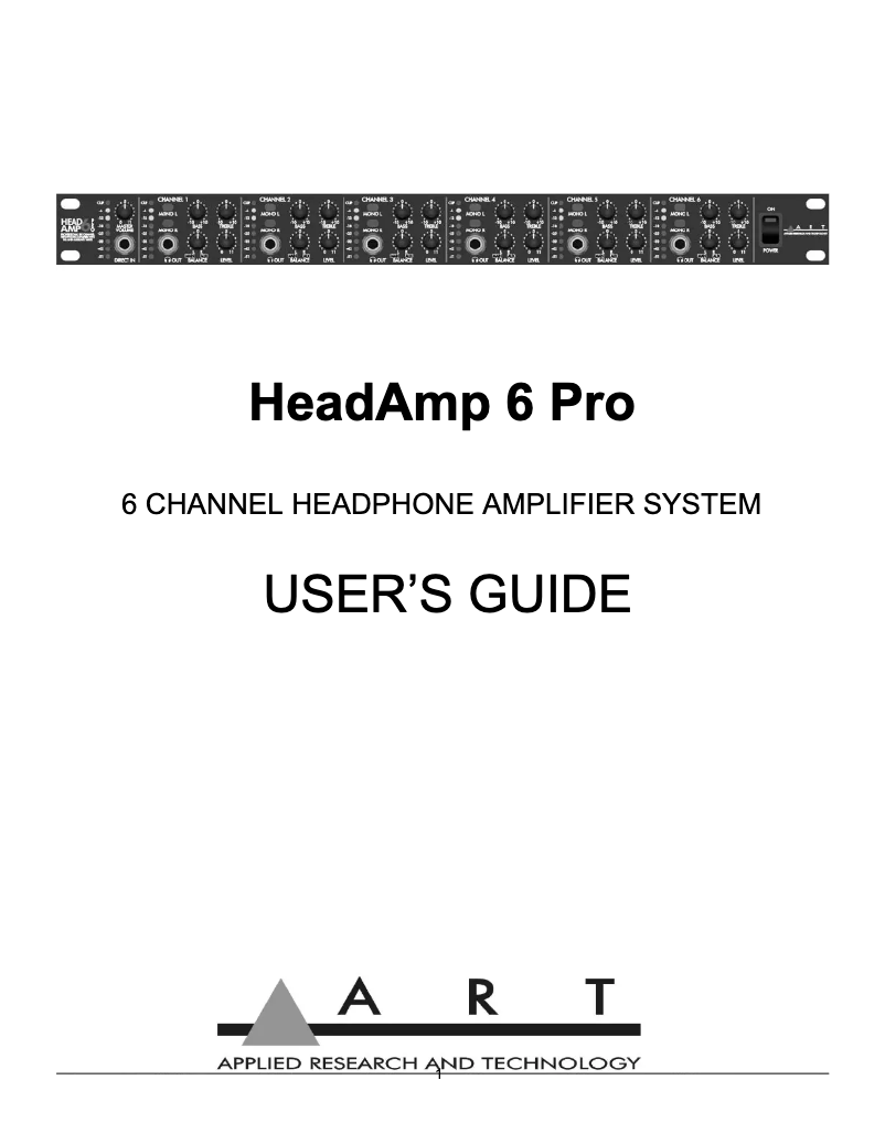 Image de la première page du manuel de l'appareil HeadAmp 6 PRO