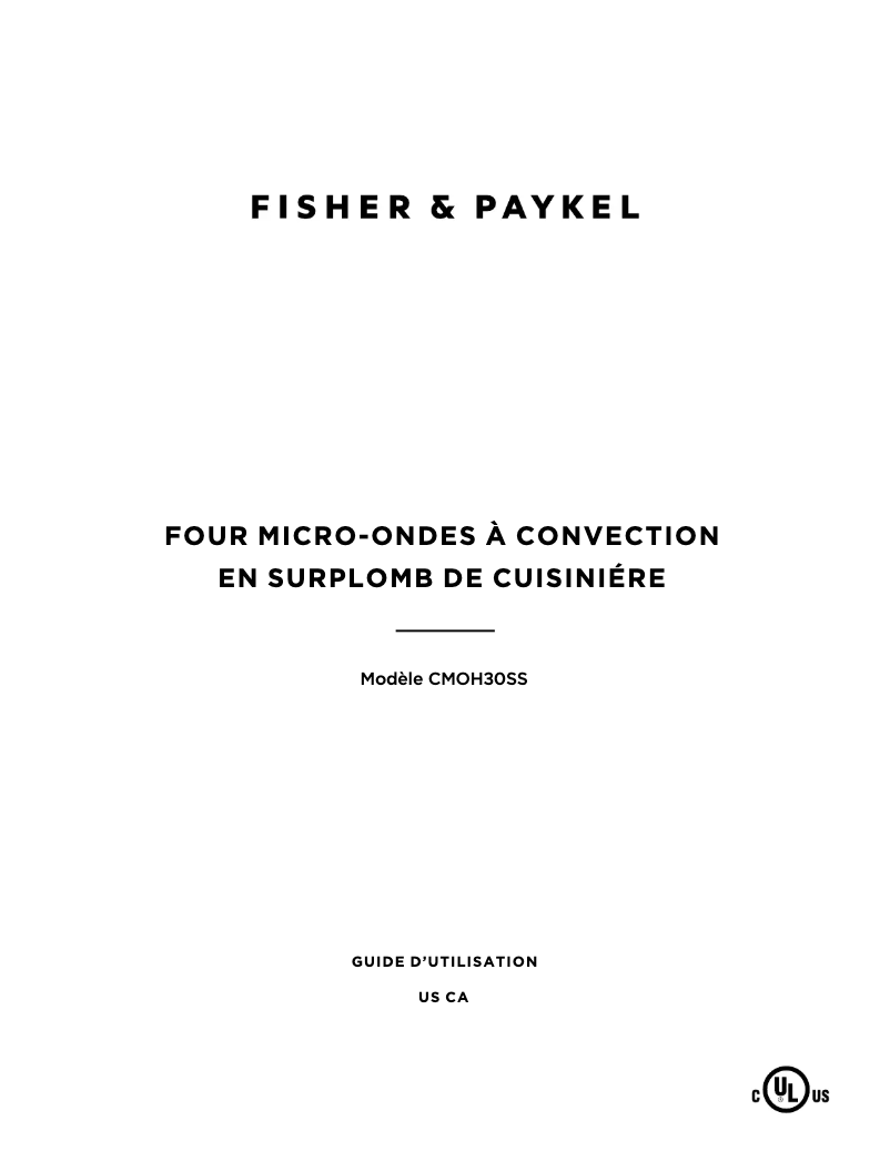 Página 1 del manual Manual de usuario Fisher & Paykel CMOH-30SS-3T