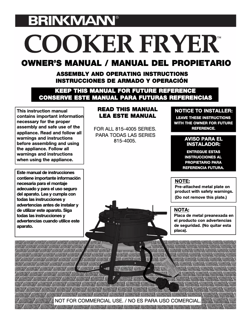 Page 1 de la notice Manuel utilisateur Brinkmann Outdoor Cooker