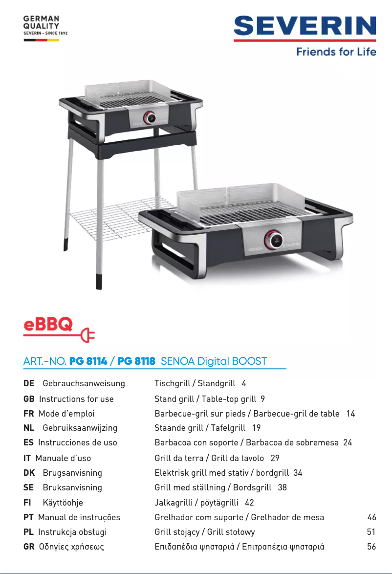 Page 1 de la notice Manuel utilisateur Severin Senoa Digital Boost PG 8114