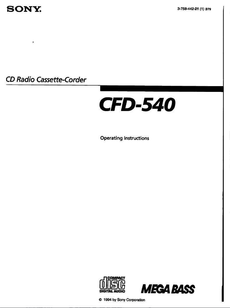 Page n°1 - Manuel utilisateur Sony CFD-540