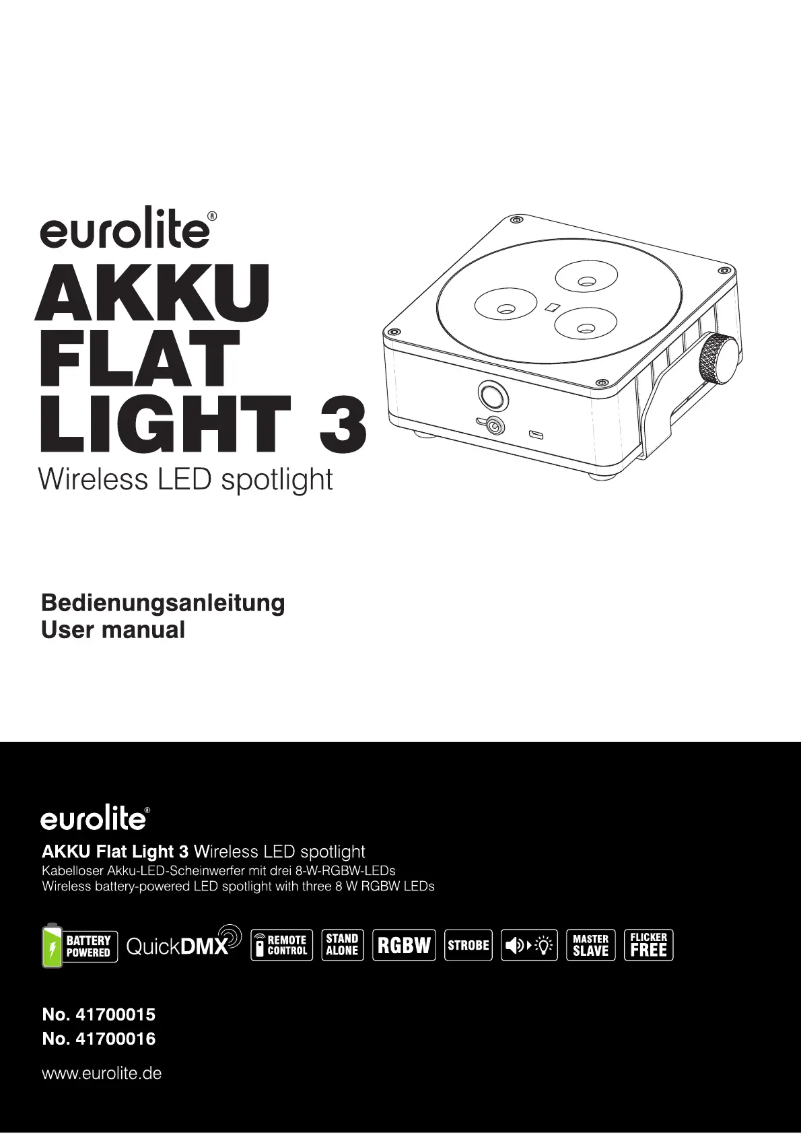 First page image of the manual for AKKU Flat Light 3