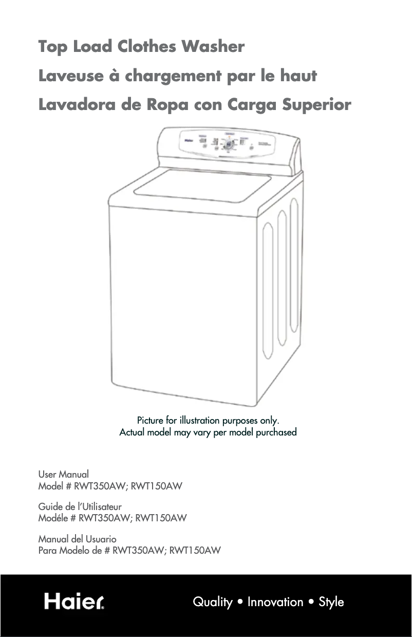 Page 1 de la notice Manuel utilisateur Haier RWT150AW