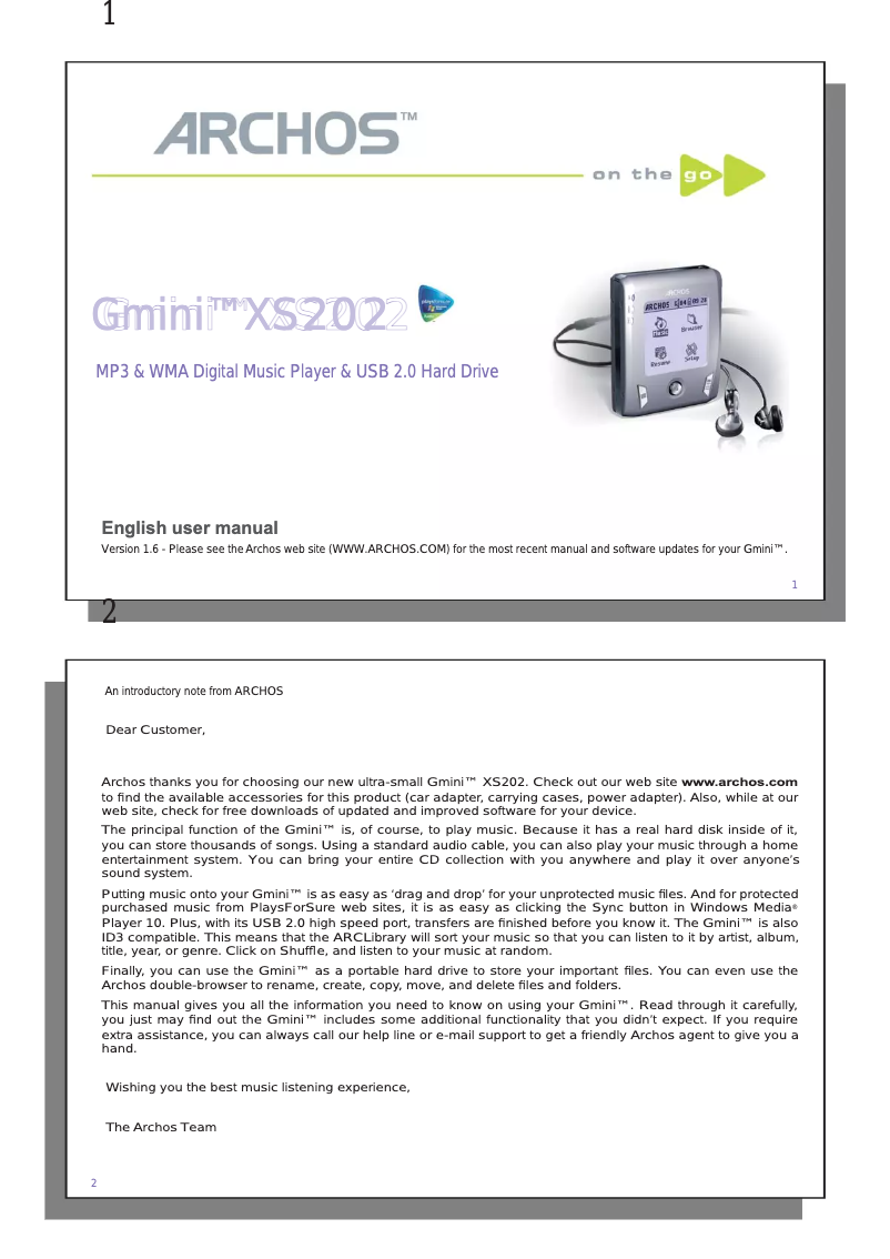 Image de la première page du manuel de l'appareil Gmini XS202