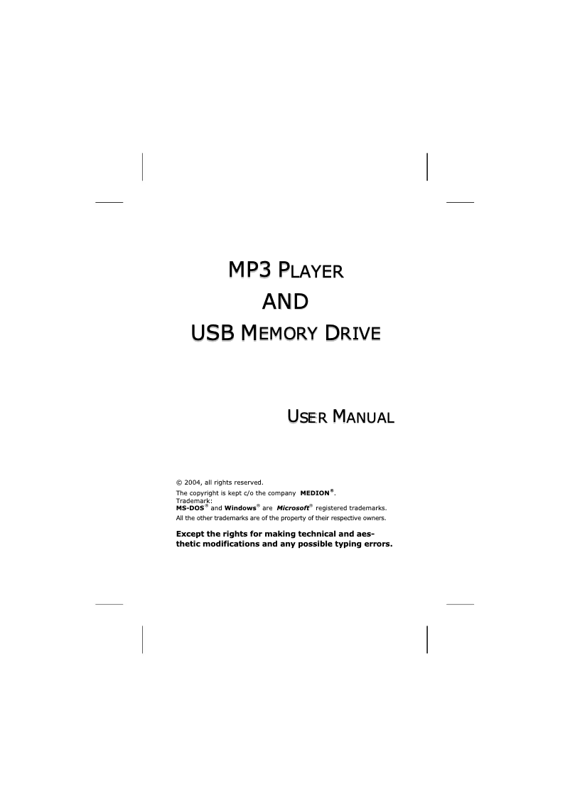 Page n°1 - Manuel utilisateur Medion MD 41512