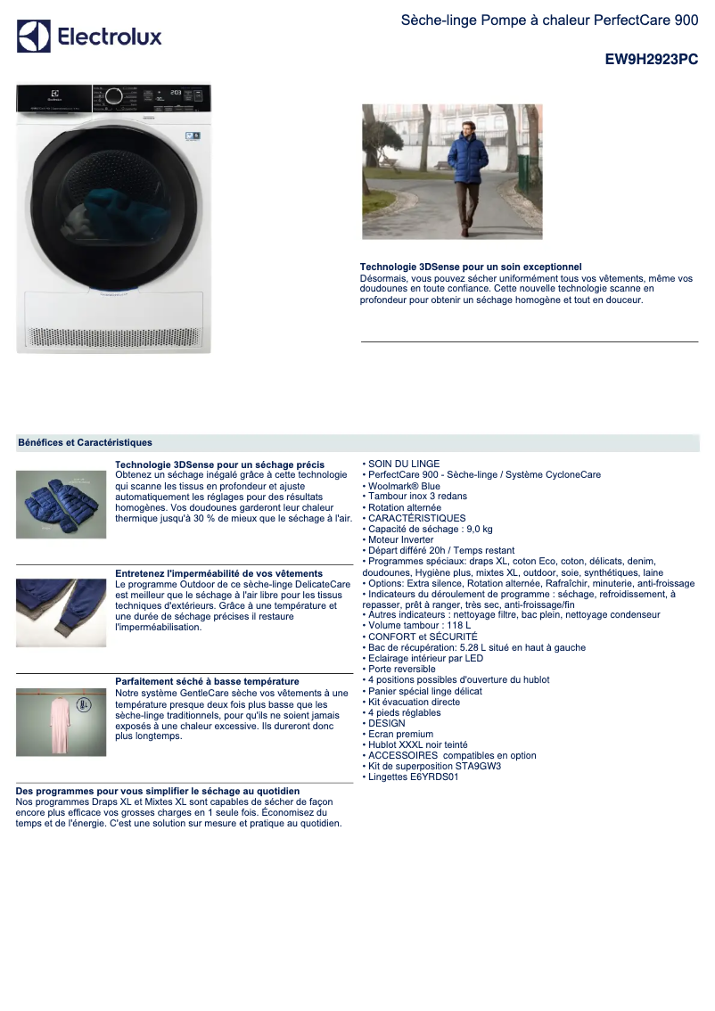 Image de la première page du manuel de l'appareil EW9H2923PC