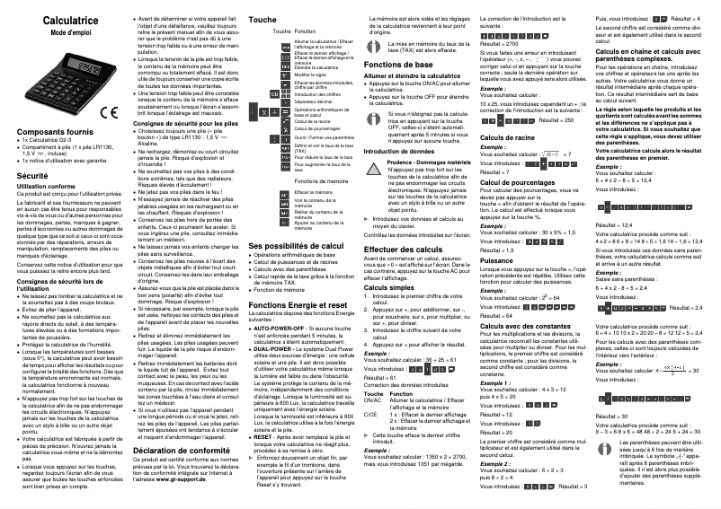 Page 1 de la notice Manuel utilisateur PANA D2-3