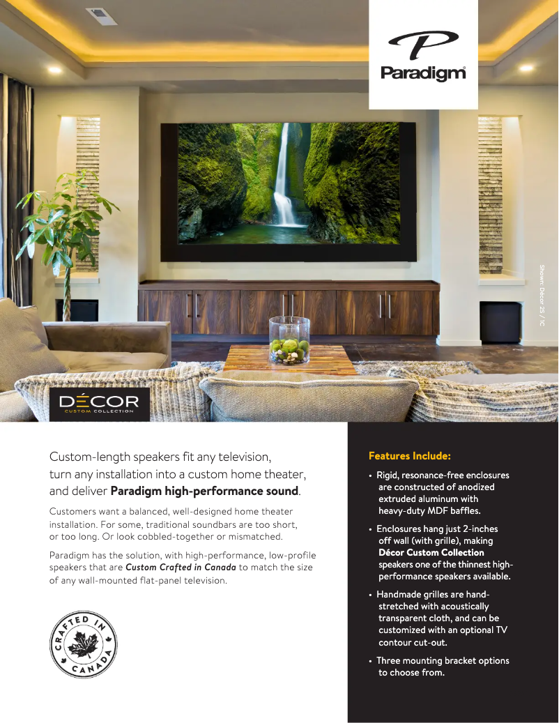 Page 1 de la notice Fiche technique Paradigm Décor 1SC