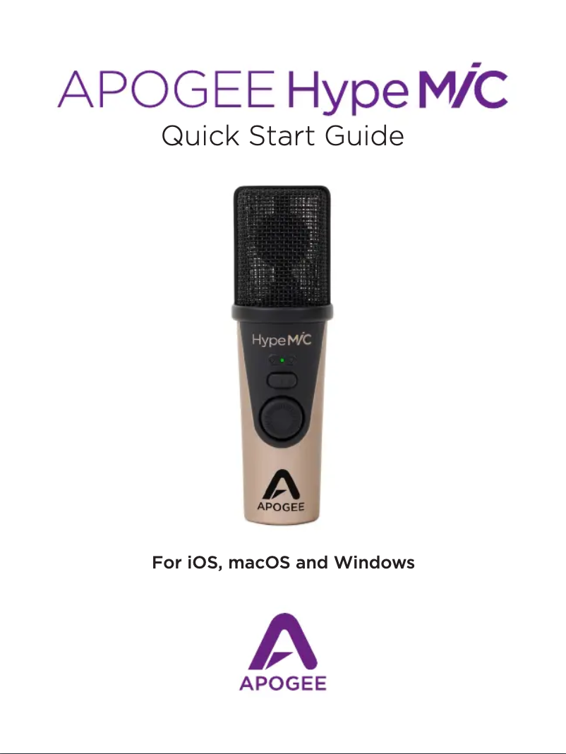 Page n°1 - Manuel utilisateur Apogee HypeMiC