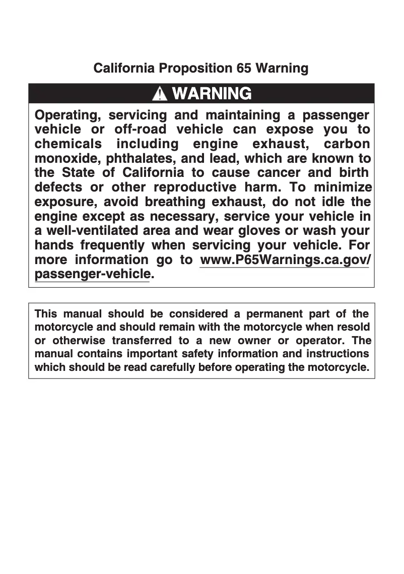 Page 1 de la notice Manuel utilisateur Suzuki RV200 (2019)