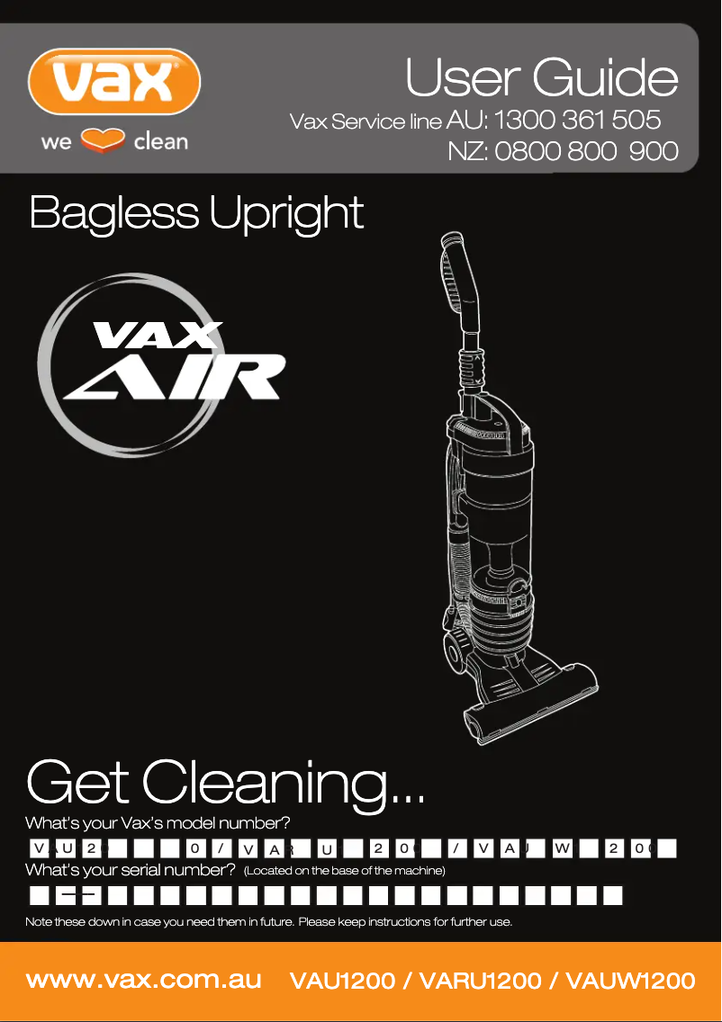 Página 1 del manual Manual de usuario Vax Air VAU1200