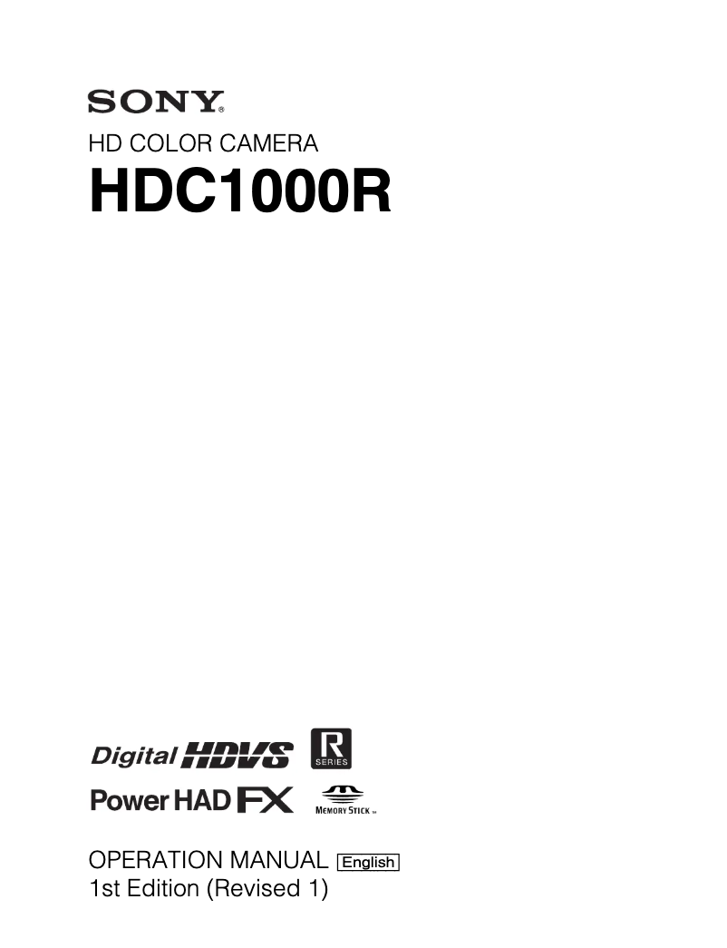 Page 1 de la notice Manuel utilisateur Sony HDC-1000R