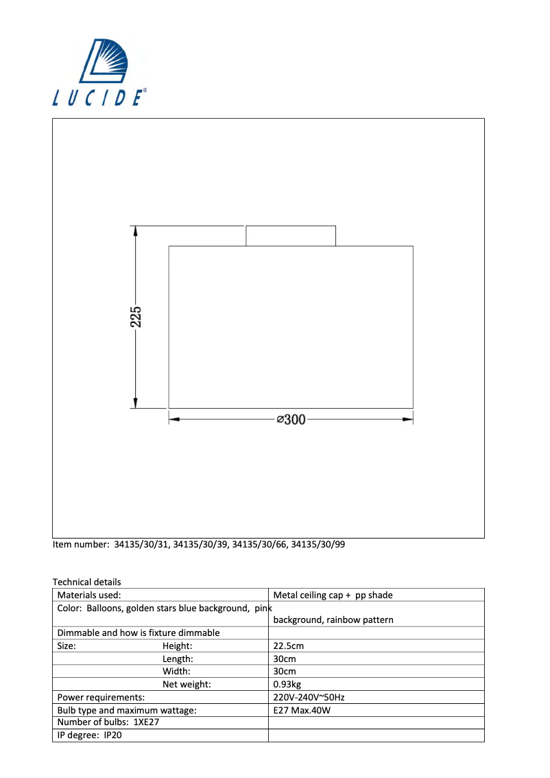 Page 1 de la notice Manuel utilisateur Lucide K3 34135/30/66