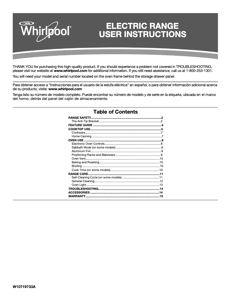 Page 1 de la notice Manuel utilisateur Whirlpool WFE320M0EB