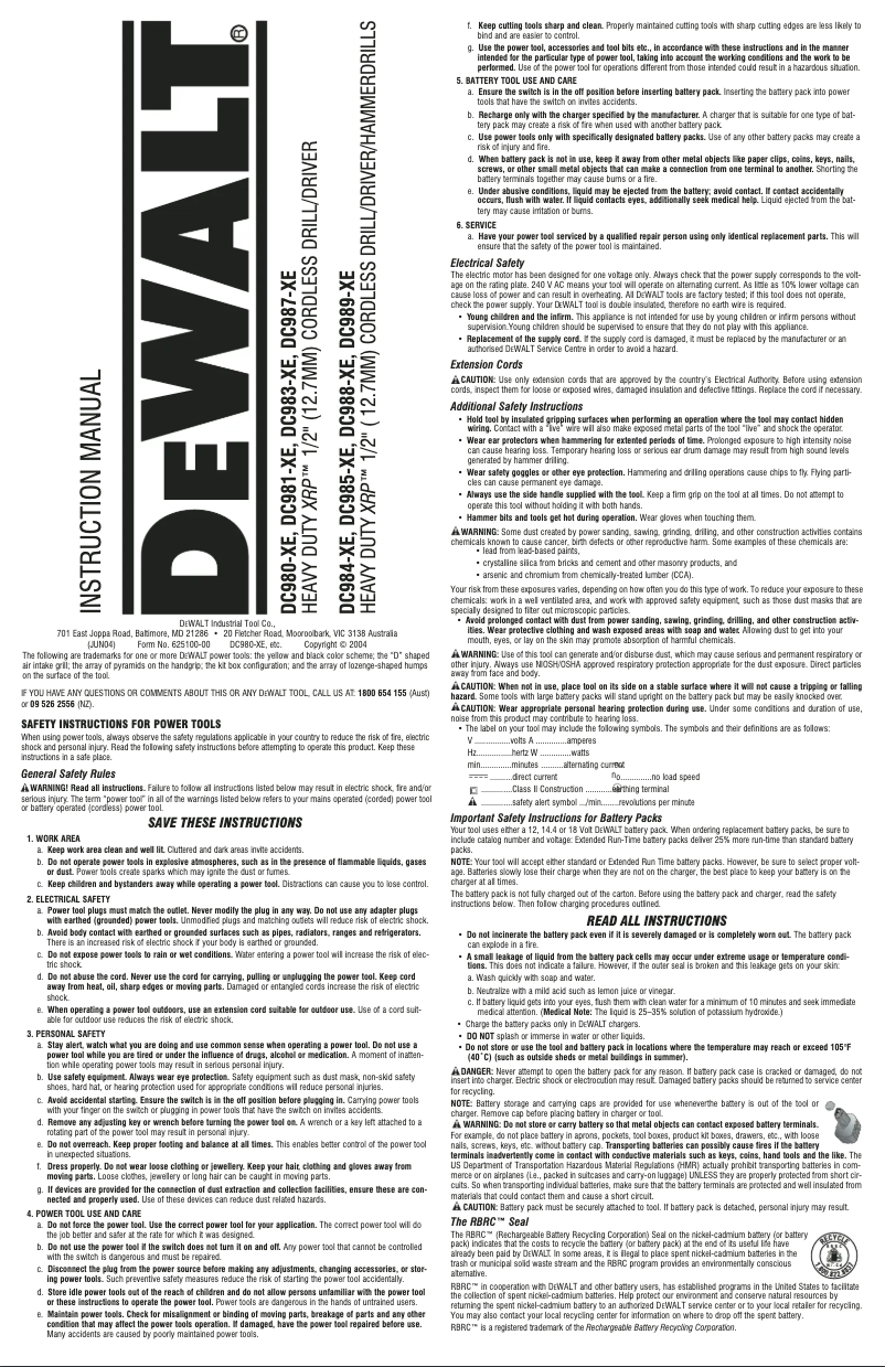 Image de la première page du manuel de l'appareil DC987-XE