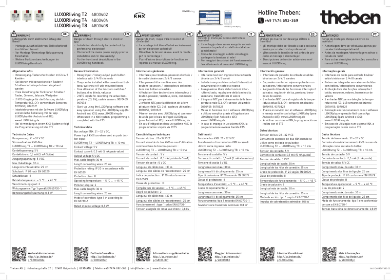 Page n°1 - Manuel utilisateur Theben LUXORliving T8