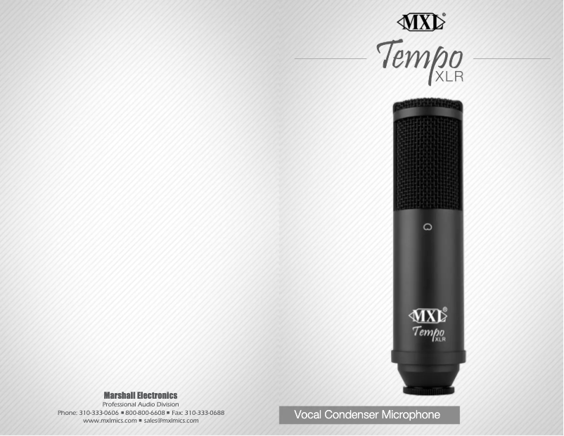 Page 1 de la notice Manuel utilisateur Marshall Electronics TEMPO XLR