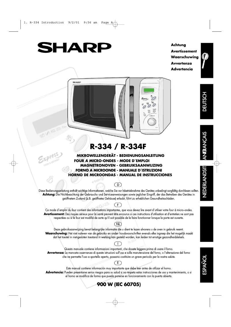 Page 1 de la notice Manuel utilisateur Sharp R-334W