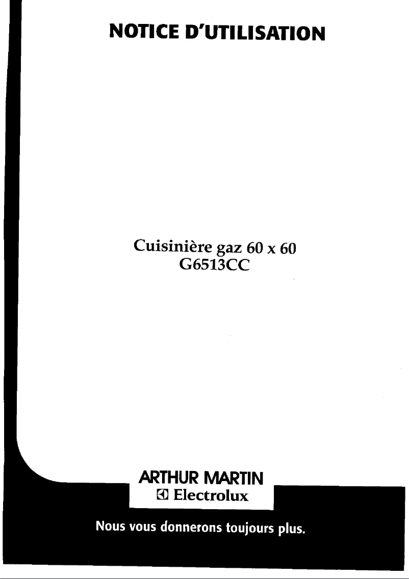 Page 1 de la notice Manuel utilisateur Arthur Martin-Electrolux G6513CC