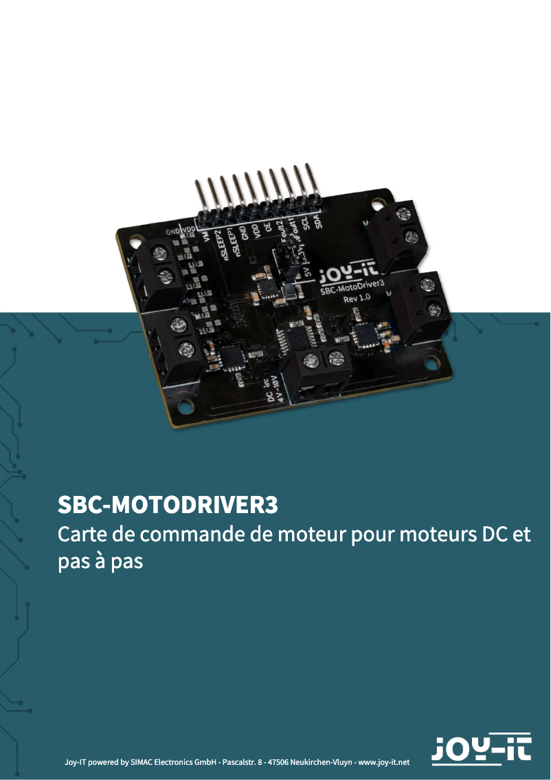 Page 1 de la notice Manuel utilisateur Joy-It SBC-MotoDriver3