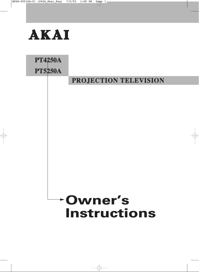 Page 1 de la notice Manuel utilisateur AKAI PT5250A