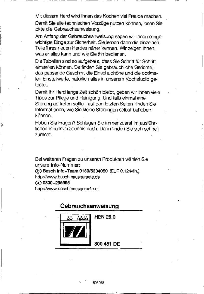 Página 1 del manual Manual de usuario Bosch HEN2650