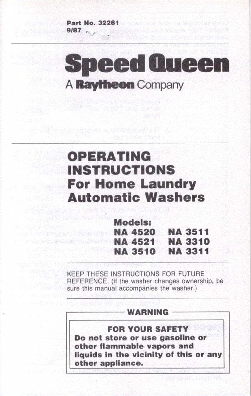 Página 1 del manual Manual de usuario Speed Queen NA3310W