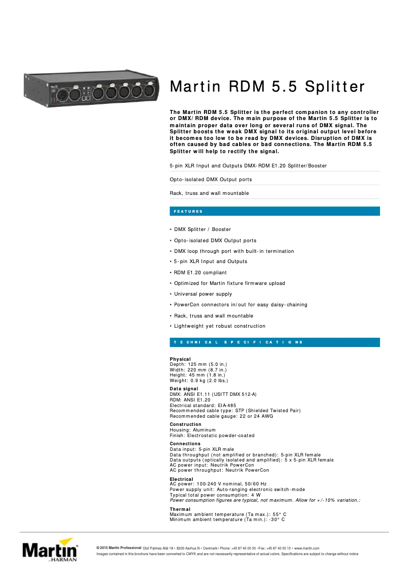 Page n°1 - Fiche technique Martin RDM 5.5 Splitter