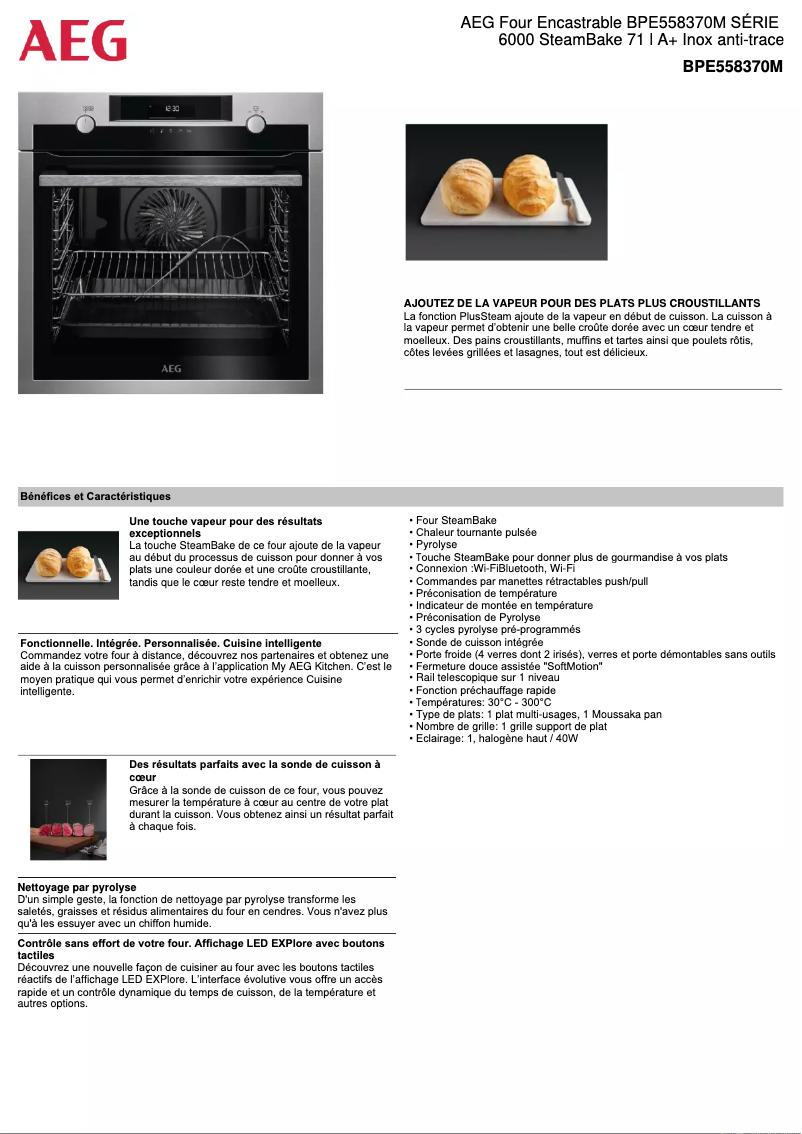 Página 1 del manual Ficha técnica AEG BPE558370M