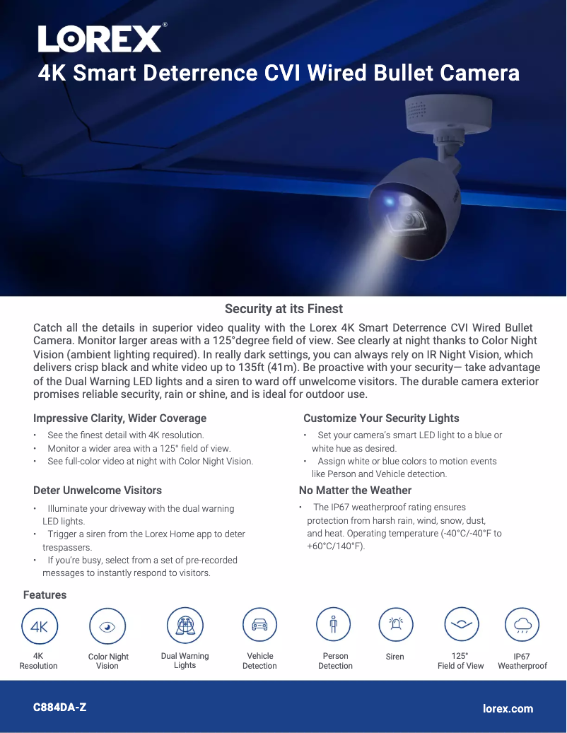 Page n°1 - Fiche technique Lorex C884DA