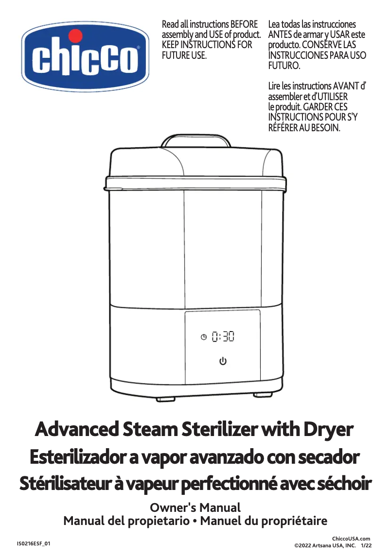 Page n°1 - Manuel utilisateur Chicco Advanced Steam Sterilizer with Dryer