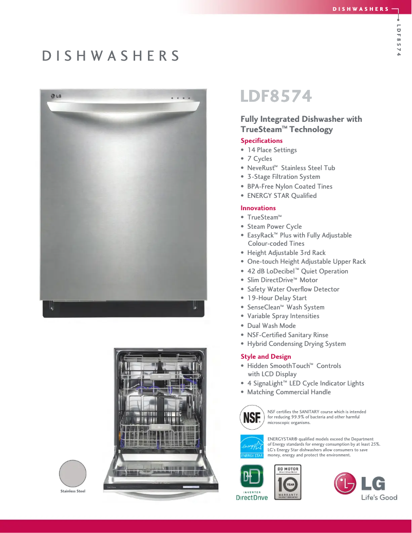 Image de la première page du manuel de l'appareil LDF8574ST