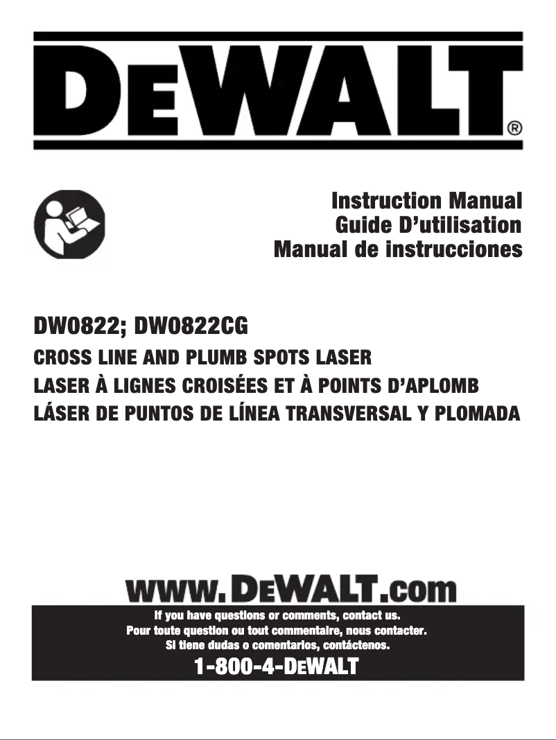 Page 1 de la notice Manuel utilisateur DeWalt DW0822