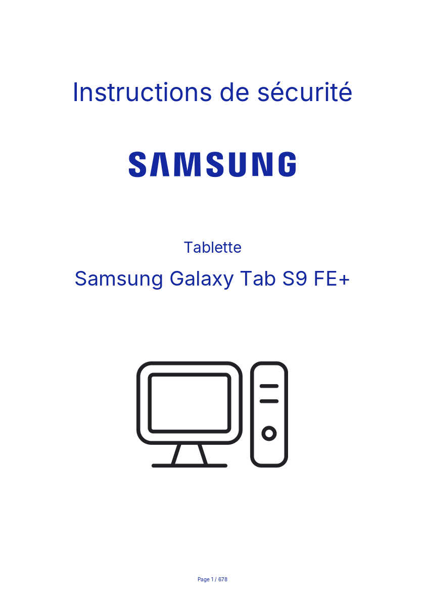 Page n°1 - Instructions de sécurité Samsung Galaxy Tab S9 FE+