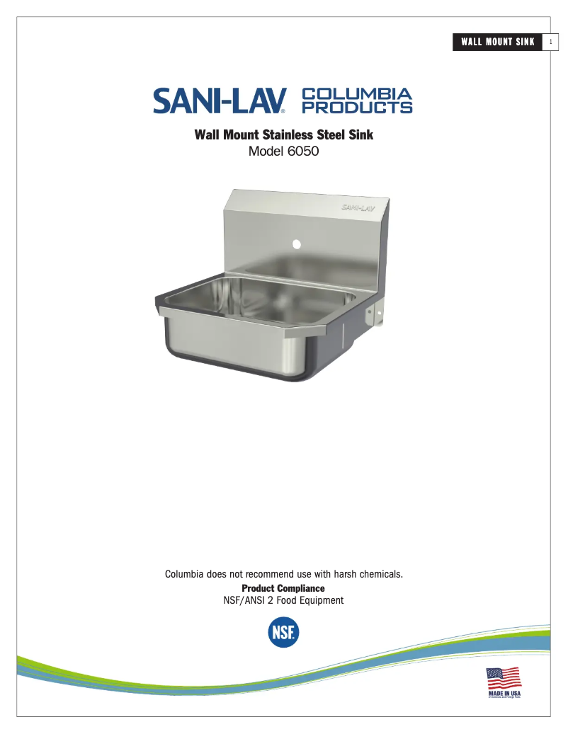 Page 1 de la notice Manuel utilisateur Sani-Lav 6050