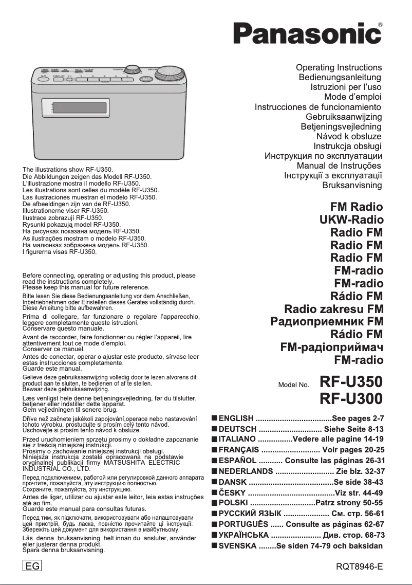 Page n°1 - Manuel utilisateur Panasonic RF-U350