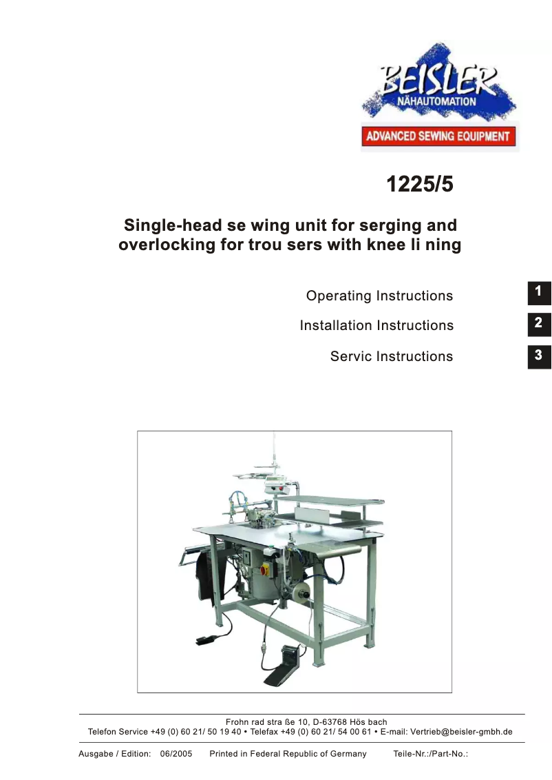 Page n°1 - Manuel utilisateur Dürkopp Adler 1225-5