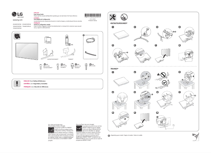 Page 1 de la notice Manuel utilisateur LG 43UK6550PUB