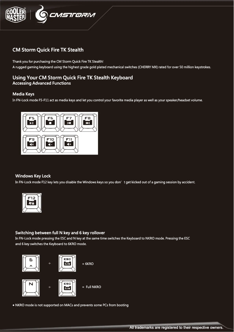 Image de la première page du manuel de l'appareil CM Storm SGK-4021-GKCM1