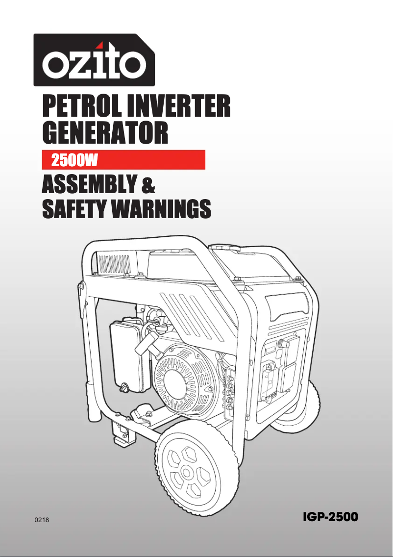 Page 1 de la notice Manuel utilisateur Ozito IGP-2500