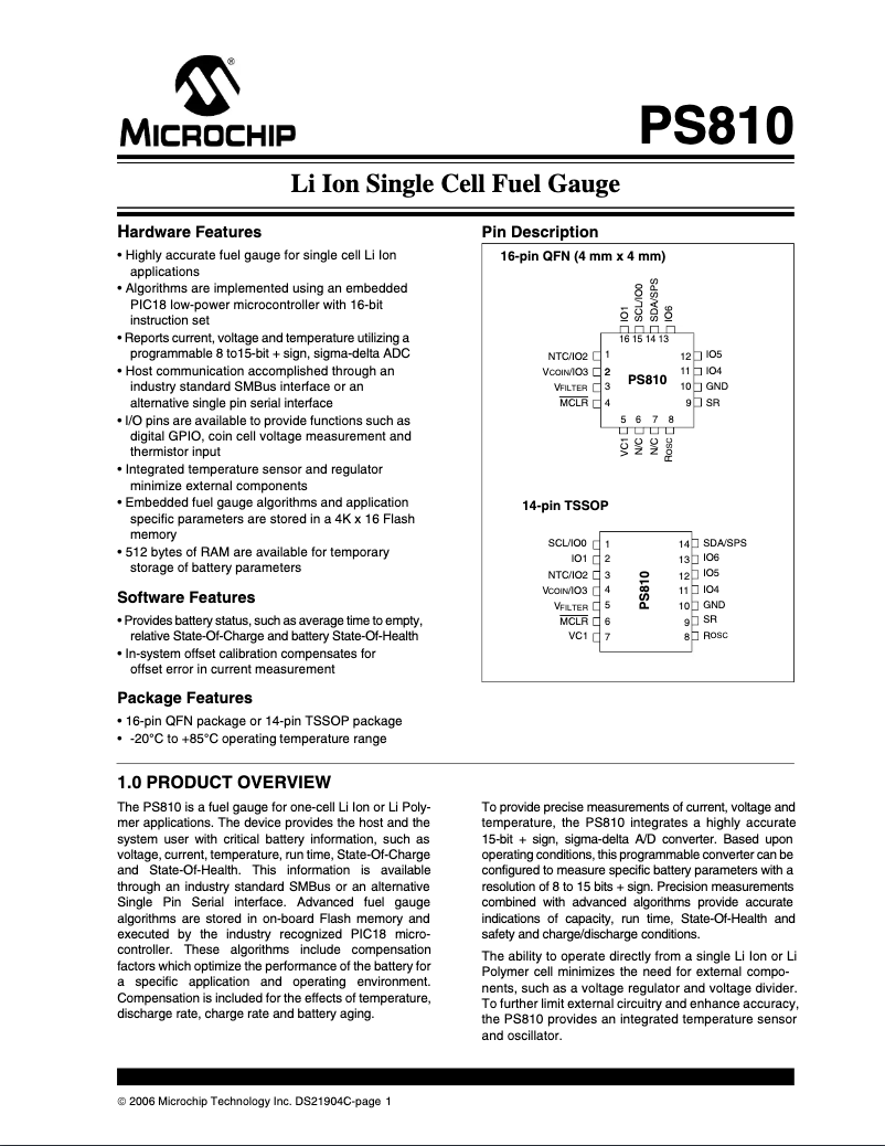 Página 1 del manual Manual de usuario Microchip PS810