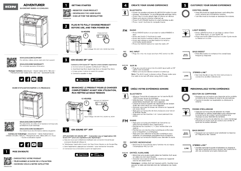 Page n°1 - Guide de démarrage rapide ION Adventurer
