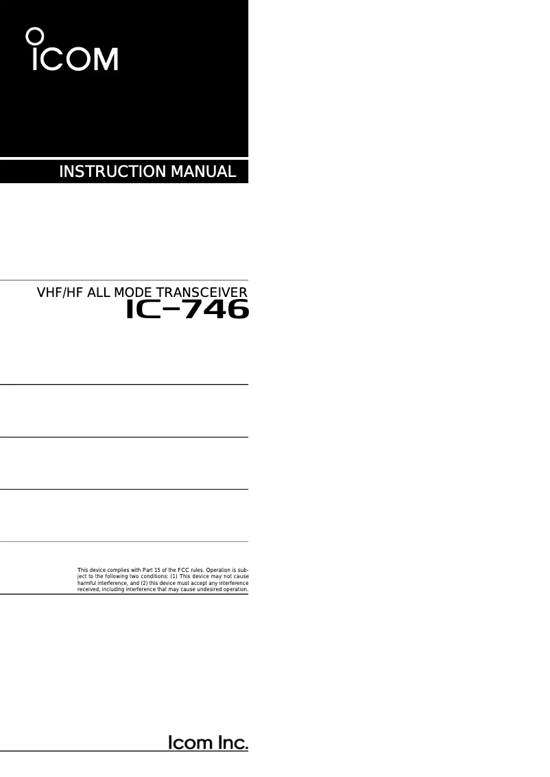 Image de la première page du manuel de l'appareil IC-746