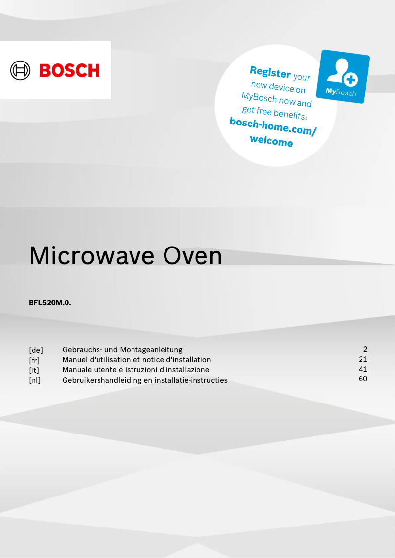 Page 1 de la notice Manuel utilisateur Bosch BFL520MB0