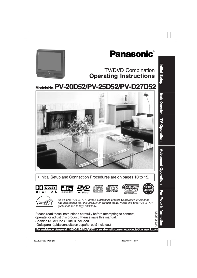 Página 1 del manual Manual de usuario Panasonic PV-25D52