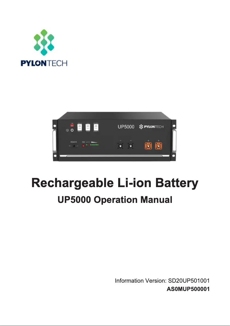 Page n°1 - Manuel utilisateur Pylontech UP5000