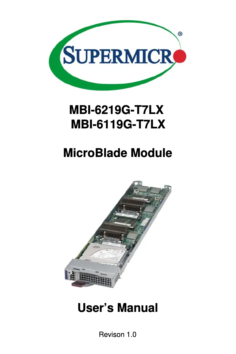 Image de la première page du manuel de l'appareil MicroBlade MBI-6119G-T7LX