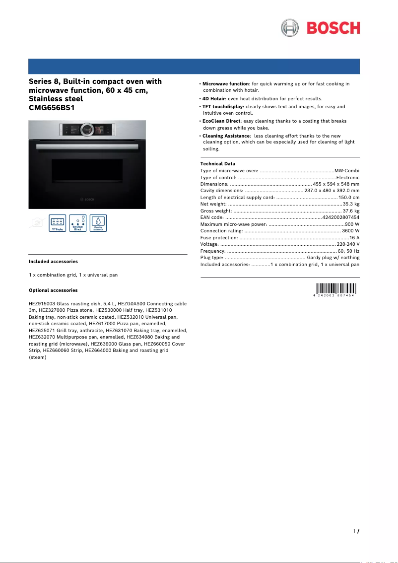 Image de la première page du manuel de l'appareil CMG656BS1