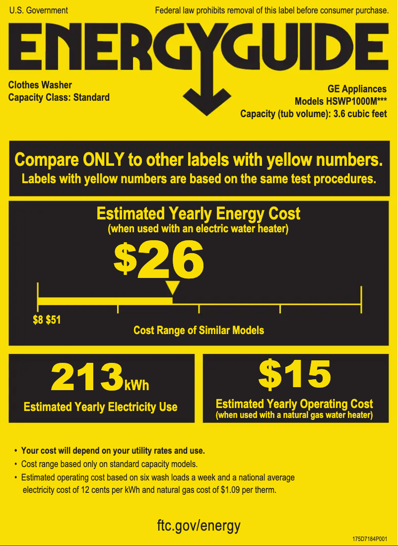 Page 1 de la notice Label énergétique Hotpoint HSWP1000MWW