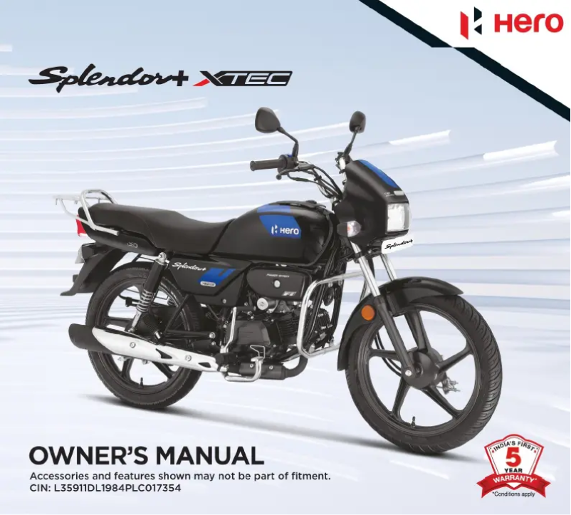 Page 1 de la notice Manuel utilisateur Hero Splendor+ Xtec (2023)